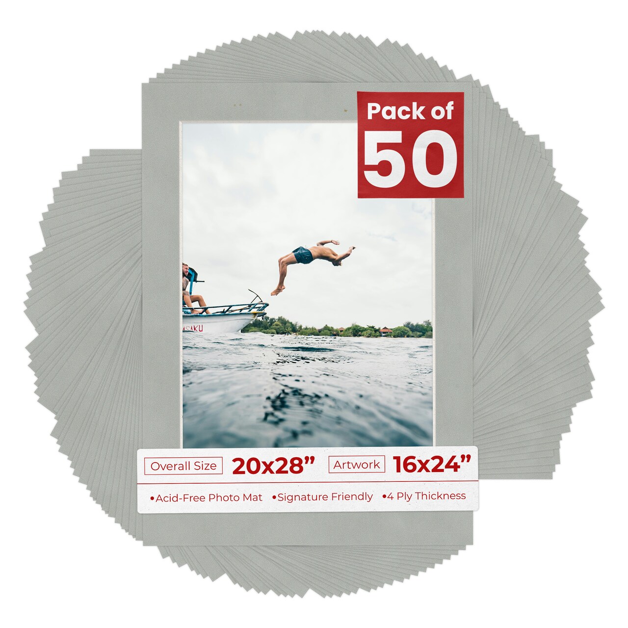 Light Grey Suede Mat Board for 20x28 Frames - Fits 16x24 Photos